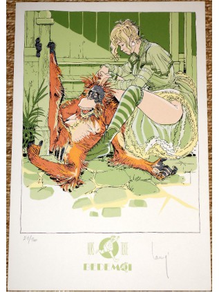 LAMQUET - Ex Libris Le Pithécanthrope dans la valise